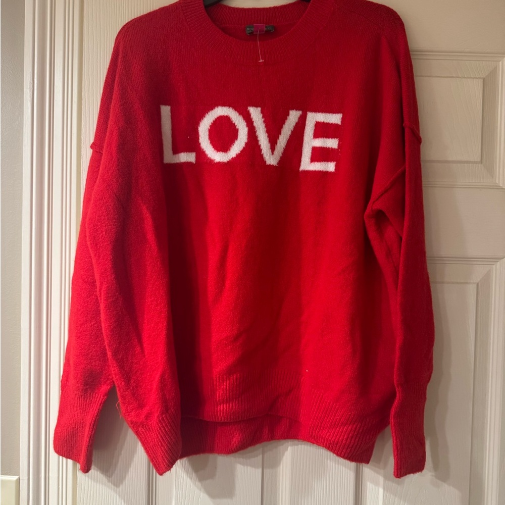 NWOT-Vince Camuto Red 'LOVE' Sweater